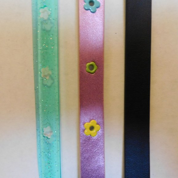 Cat & Jack Kids Girls 3pk. Belts Sz. L Green/Pink/Black 30" (New) - Picture 3 of 5